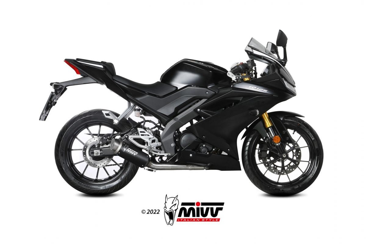 Escape completo homologado Mivv GP PRO en Acero negro para Yamaha MT 125 20-26 | YZF-R 125 20-26
