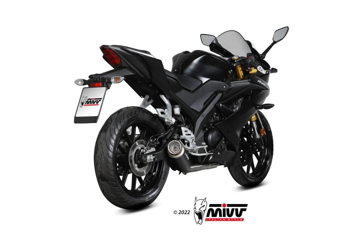 Escape completo homologado Mivv GP PRO en Acero negro para Yamaha MT 125 20-26 | YZF-R 125 20-26
