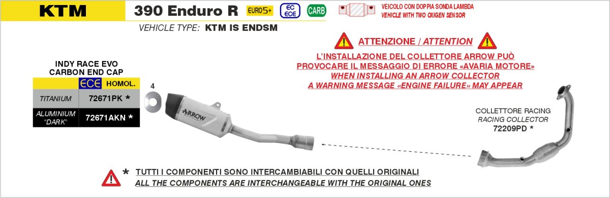 Escape ARROW Indy Race homologado en titanio para KTM 390 ADVENTURE / SW 25-26 - vista 4