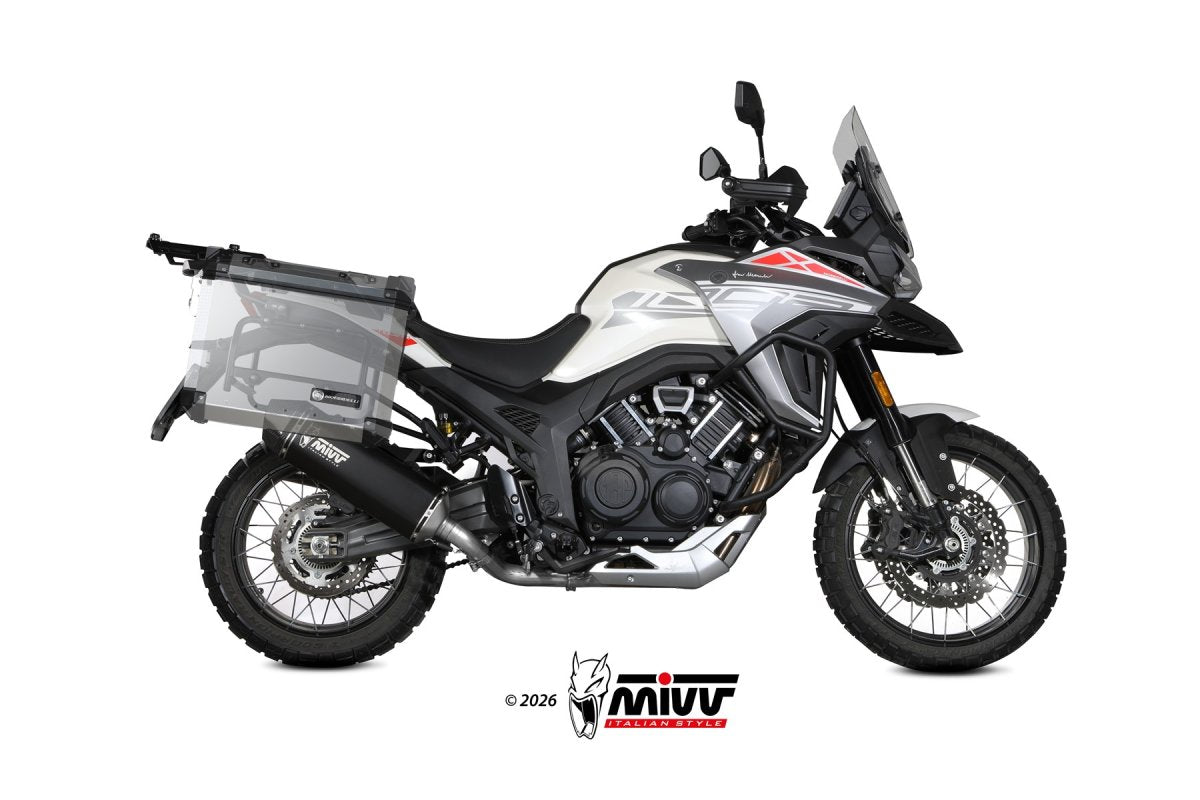 Escape homologado Mivv Speed Edge en Acero negro para Morbidelli T 1002 VX 25-26