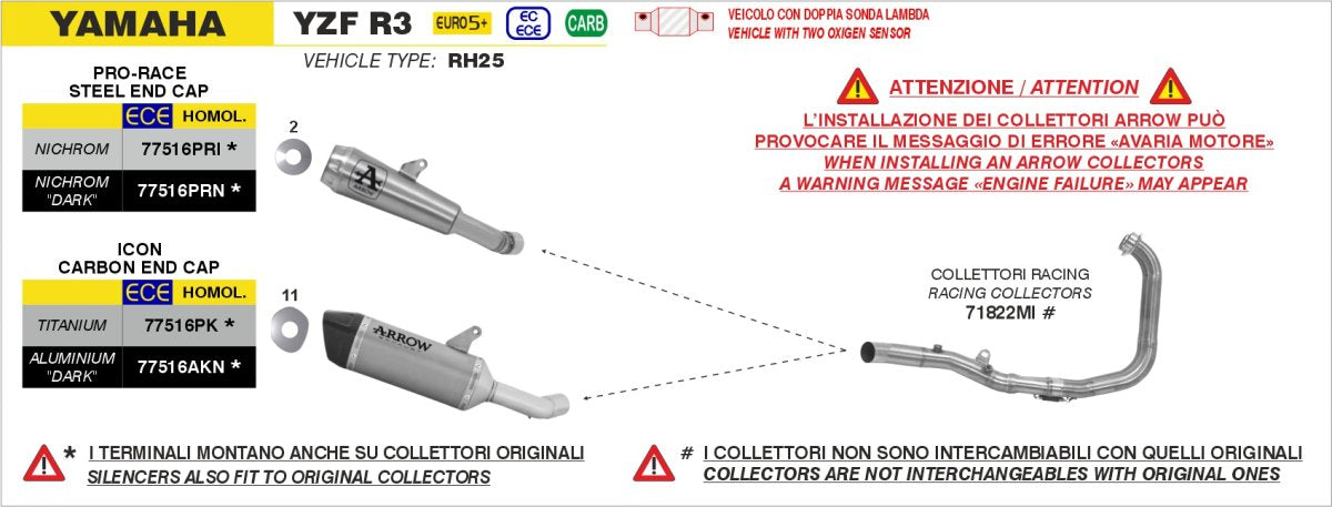 Escape ARROW ICON homologado en titanio para YAMAHA YZF R3 25-26 | MT 03 (321 CC) 25-26 - vista 3