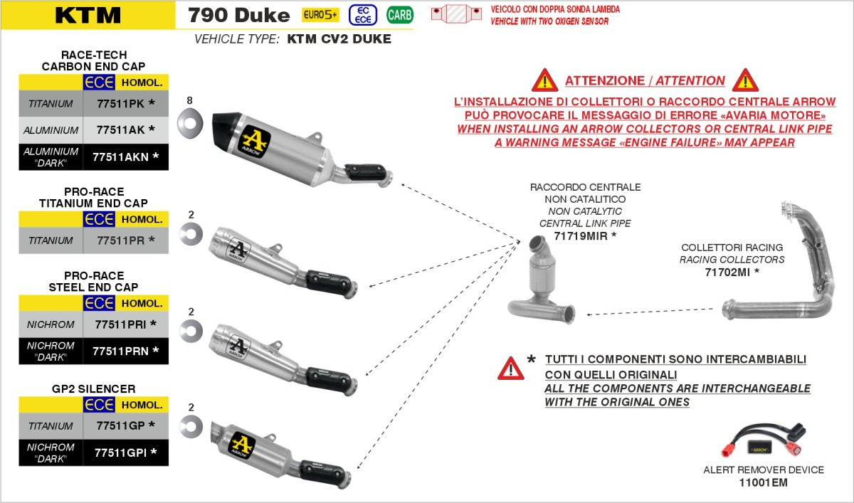 Escape ARROW Race-Tech homologado en titanio para KTM DUKE 790 25-26 - vista 2