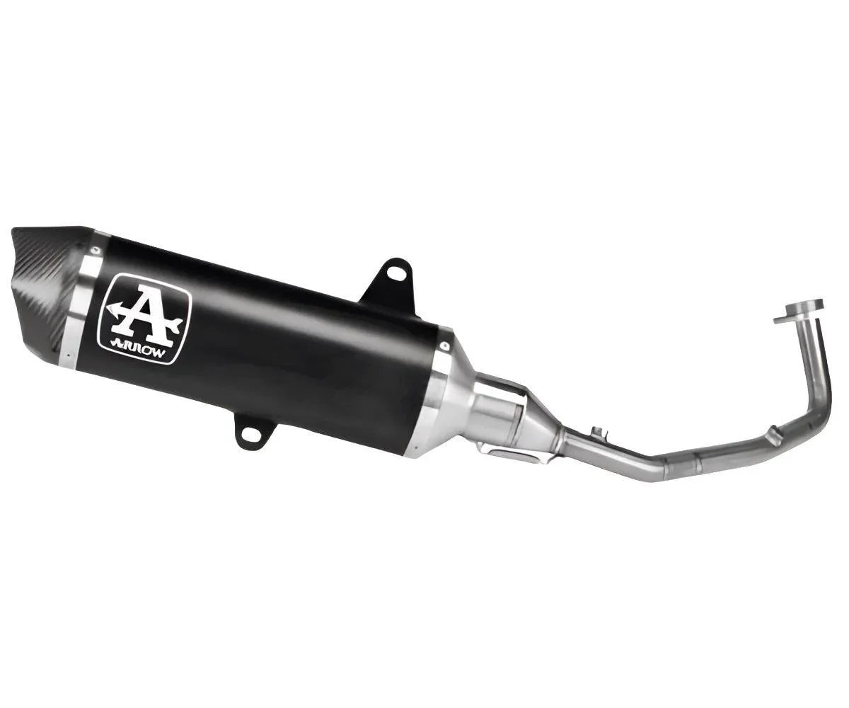 Escape completo ARROW Urban no homologado en aluminio negro con colectores en acero inoxidable  con punta en CARBONO para HONDA FORZA 350 25-26 | ADV 350 25-26 | SH 350 25-26 - vista 1