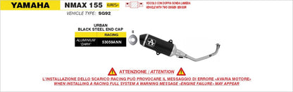 Escape completo ARROW Urban no homologado en aluminio negro con colectores en acero inoxidable  con punta en acero inoxidable Dark para YAMAHA NMAX 155 25-26 - vista 3