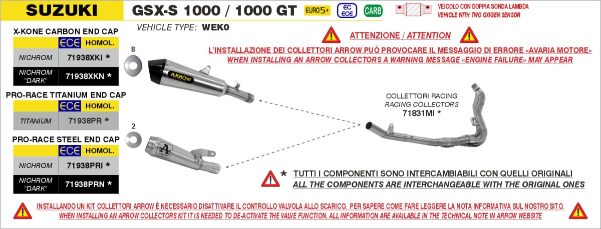 Colectores ARROW no homologados en acero inoxidable para SUZUKI GSX-S 1000 25-26 | GSX-S 1000 GT 25-26 | GSX-S 1000 GX 25-26 - vista 4