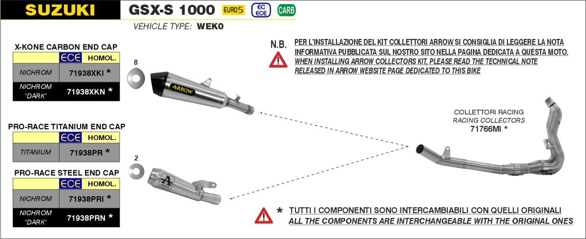 Colectores ARROW no homologados en acero inoxidable para SUZUKI GSX-S 1000 25-26 | GSX-S 1000 GT 25-26 | GSX-S 1000 GX 25-26 - vista 6