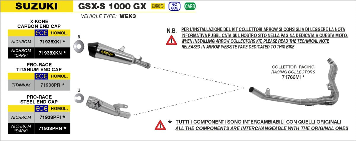 Colectores ARROW no homologados en acero inoxidable para SUZUKI GSX-S 1000 25-26 | GSX-S 1000 GT 25-26 | GSX-S 1000 GX 25-26 - vista 5