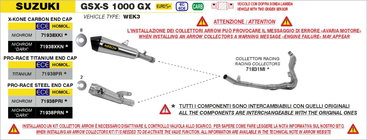 Colectores ARROW no homologados en acero inoxidable para SUZUKI GSX-S 1000 25-26 | GSX-S 1000 GT 25-26 | GSX-S 1000 GX 25-26 - vista 3