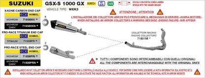 Colectores ARROW no homologados en acero inoxidable para SUZUKI GSX-S 1000 25-26 | GSX-S 1000 GT 25-26 | GSX-S 1000 GX 25-26 - vista 3