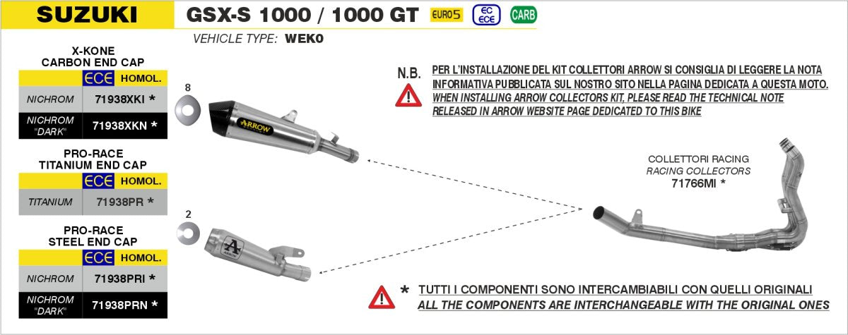 Colectores ARROW no homologados en acero inoxidable para SUZUKI GSX-S 1000 25-26 | GSX-S 1000 GT 25-26 | GSX-S 1000 GX 25-26 - vista 2