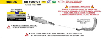 Colectores ARROW no homologados en acero inoxidable para HONDA CB 1000 GT 2026 - vista 2