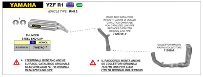 Colectores ARROW Acero Inoxidable YAMAHA YZF 1000 R1 / M (2004-2006) No Homologado