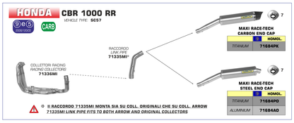 Colectores ARROW Acero Inoxidable HONDA CBR 1000 RR (2004-2007) no Homologados