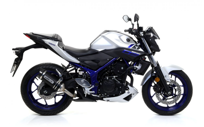 Escape ARROW Thunder aprovado para Yamaha MT-03 16-19 | YZF-R3 15-18, alumínio preto 