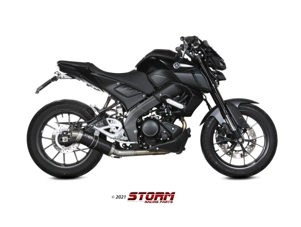 Escape completo homologado Storm GP en acero negro para YAMAHA MT 125 20-24 | YZF-R 125 19-24