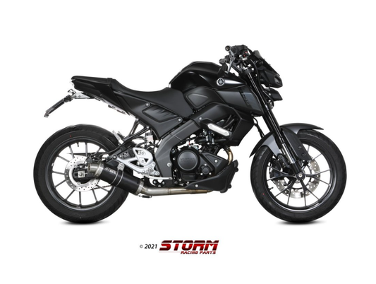Escape completo homologado Storm GP en acero negro para YAMAHA MT 125 20-24 | YZF-R 125 19-24