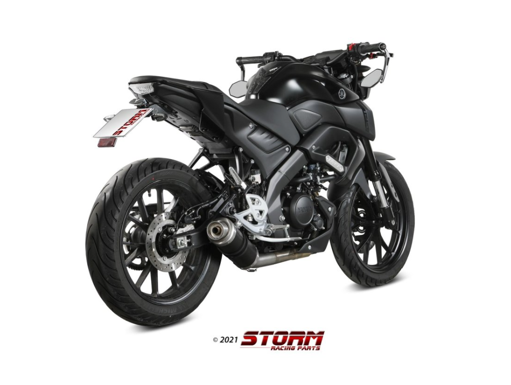 Escape completo homologado Storm GP en acero negro para YAMAHA MT 125 20-24 | YZF-R 125 19-24