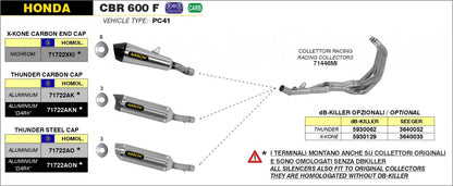 Escape ARROW Thunder homologado en aluminio para HONDA CBR 600 F/FS 11-13 | CB 600 F HORNET 07-13