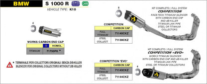 ARROW Race-Tech full exhaust system, not homologated, in titanium with stainless steel headers for BMW S/M 1000 R 14-16 | S/M 1000 RR 15-18 