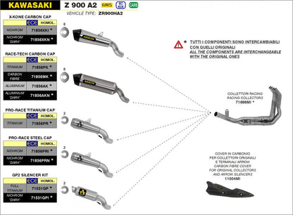 Arrow X-Kone exhaust approved in black Nichrome for Kawasaki Z900 17-19 | Kawasaki Z900 A2 17-24