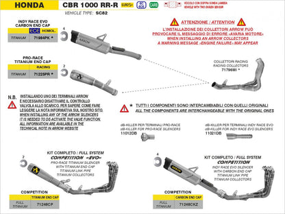 Escape ARROW Indy Race homologado en titanio para HONDA CBR 1000 RR 24-25