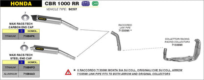 Escape ARROW Maxi Race-Tech aprovado em alumínio para HONDA CBR 1000 RR 04-07 