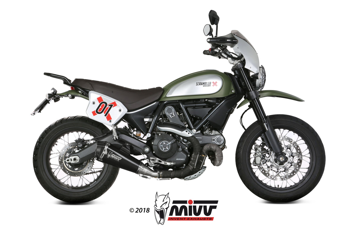 Escape homologado Mivv Delta Race en Acero negro para Ducati Scrambler 800 15-20 | Scrambler 800 Classic 15-20 | Scrambler 800 Café Racer 15-20 | Scrambler 800 Desert Sled 15-20