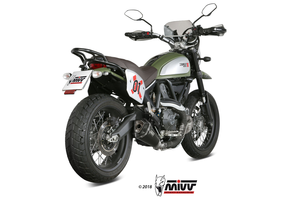 Escape homologado Mivv Delta Race en Acero negro para Ducati Scrambler 800 15-20 | Scrambler 800 Classic 15-20 | Scrambler 800 Café Racer 15-20 | Scrambler 800 Desert Sled 15-20