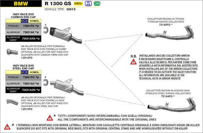 Non-homologated ARROW titanium collectors for the 2024 BMW R 1300 GS