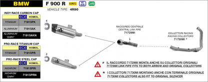 ARROW Indy Race exhaust, approved in black aluminum, for the BMW F 900 XR 20-24 | F 900 R 20-24