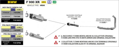 ARROW Indy Race exhaust, approved in black aluminum, for the BMW F 900 XR 20-24 | F 900 R 20-24
