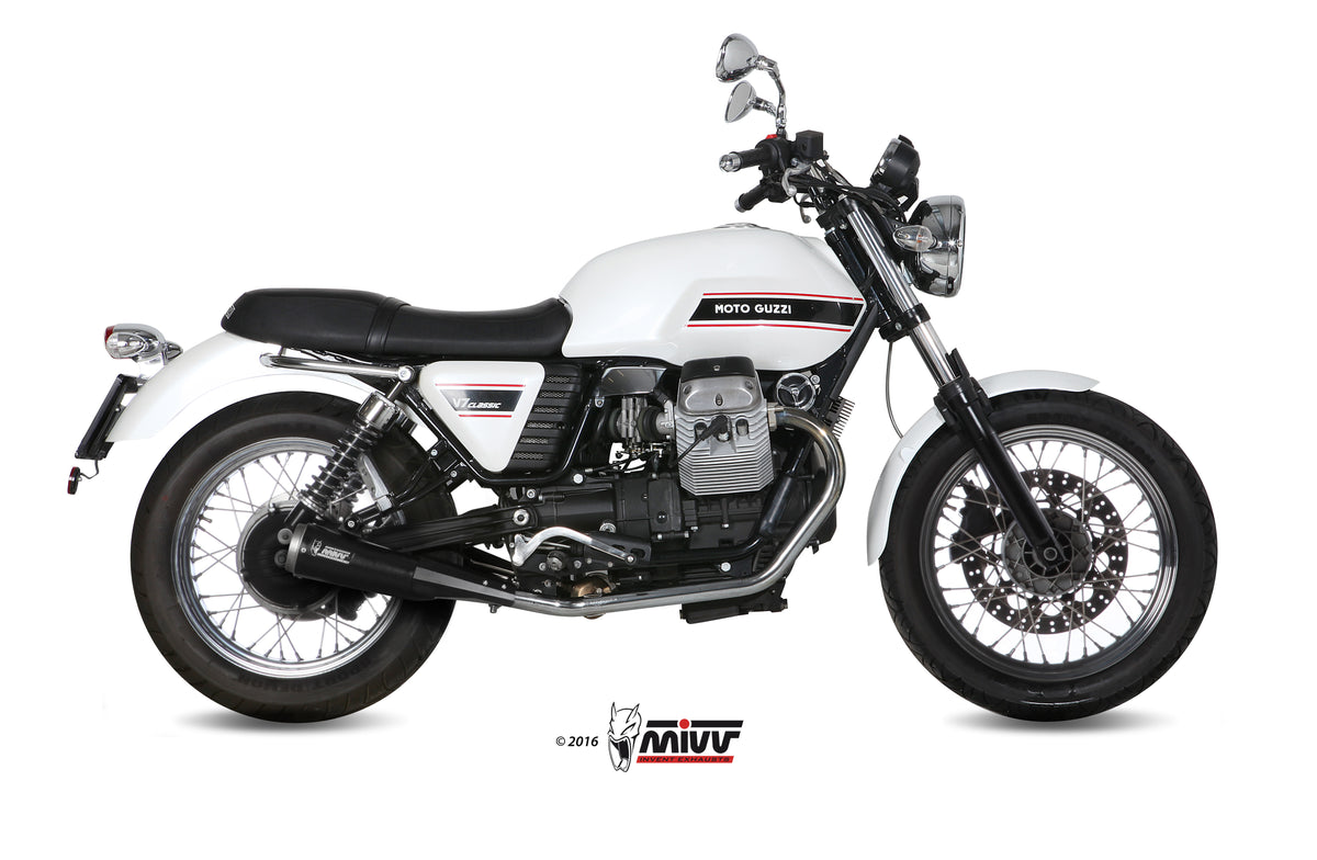 Escape homologado Mivv Ghibli en Acero negro para Moto Guzzi V7 08-16