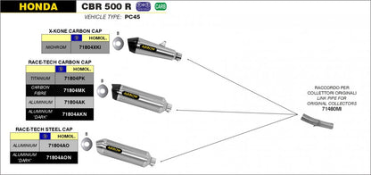 Escape ARROW Race-Tech homologado en aluminio negro para HONDA CB 500 F 13-18 | CBR 500 R 13-18