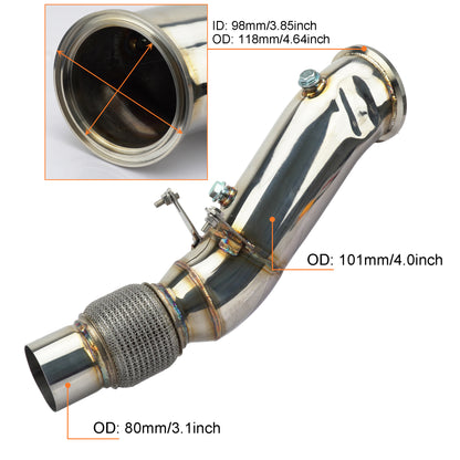 Handmade Downpipe BMW 1/2/3/4/6/7 Series B48 engine F/G chassis without DPF Stainless Steel