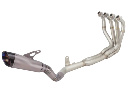 Sistema de escape completo artesanal em aço inoxidável com revestimento em titânio para Kawasaki Z900E A2 (2017-2025).