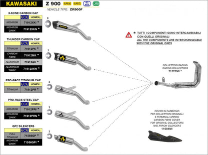 ARROW collectors not approved in stainless steel for KAWASAKI Z 900 / A2 20-24 