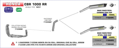 Coletores ARROW não homologados em aço inox para HONDA CBR 1000 RR 04-07 