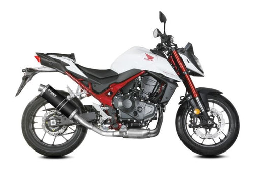 Escape homologado Storm OVAL en acero inox negro para HONDA CB 750 HORNET 23-25