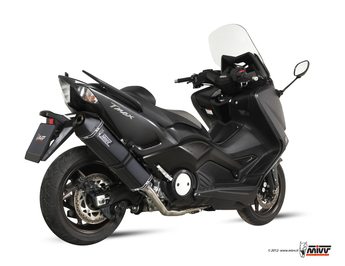 Escape completo no homologado Mivv Speed Edge en Acero negro para Yamaha T-MAX 530 12-16