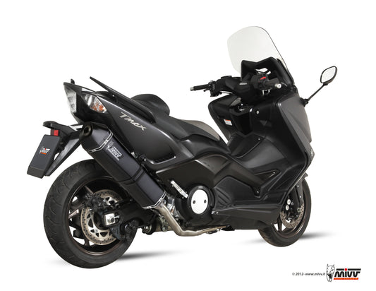 Escape completo no homologado Mivv Speed Edge en Acero negro para Yamaha T-MAX 530 12-16