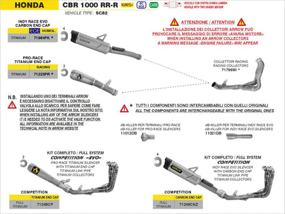 Coletores de aço inoxidável ARROW não homologados para HONDA CBR 1000 RR 24-25